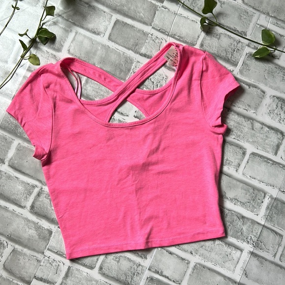 AMBIANCE APPAREL | CROSS BACK CROP TOP - Picture 1 of 6